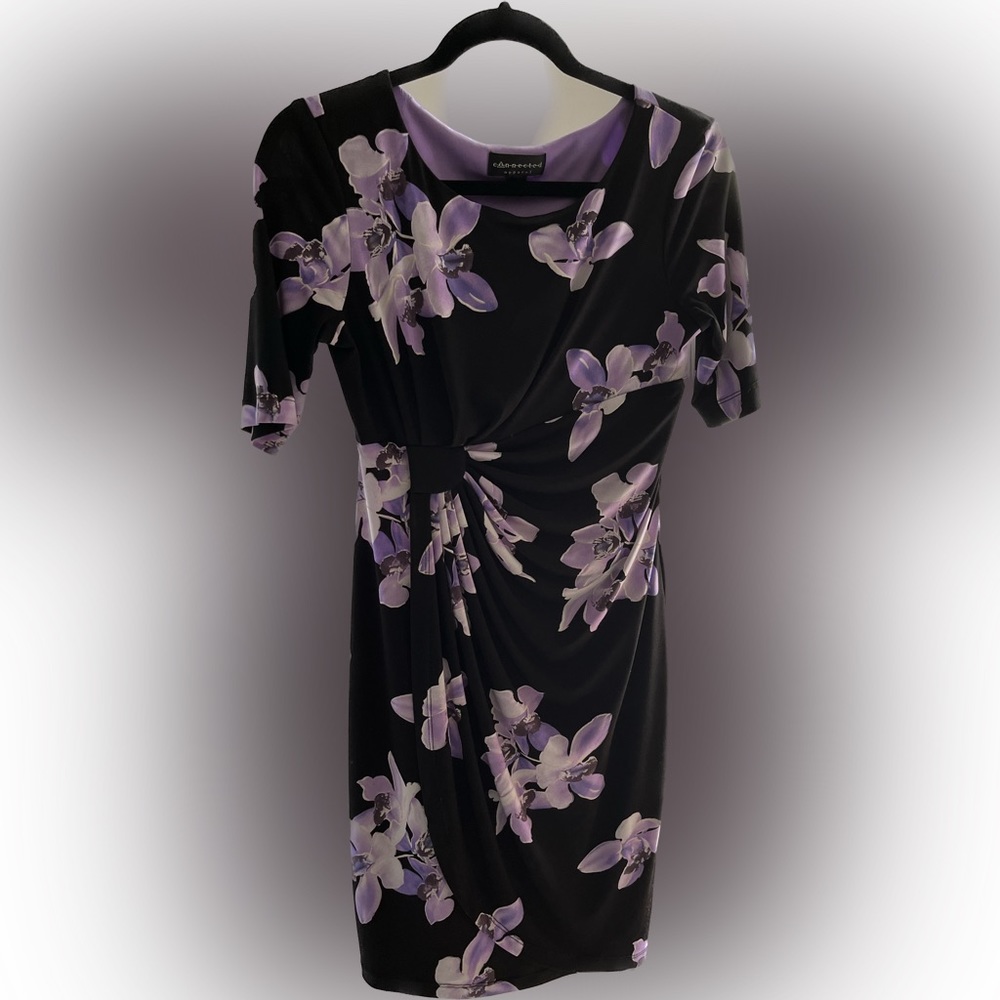 Like new 4p black dress with flower detail